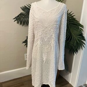Vintage Zelloucci Wedding Dress - Full Beaded Dress With a Slight Sheer Underlay